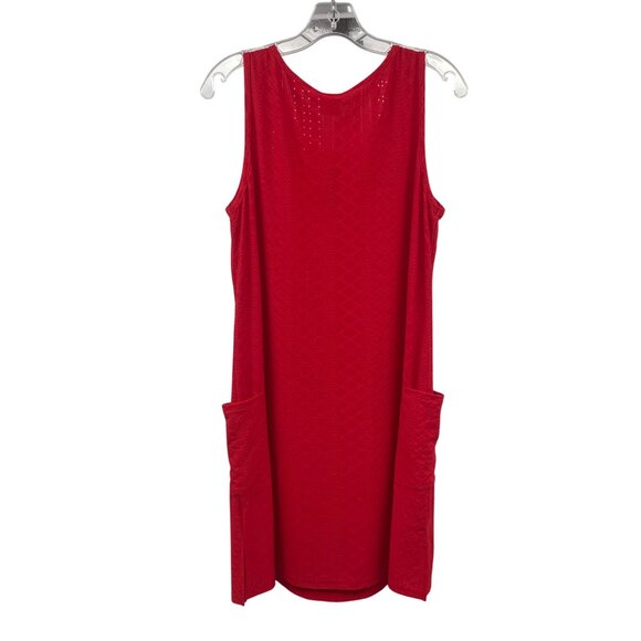 BKRIVE Womens Sleeveless Shift Dress Textured Red Size Large New Pockets - Picture 7 of 9